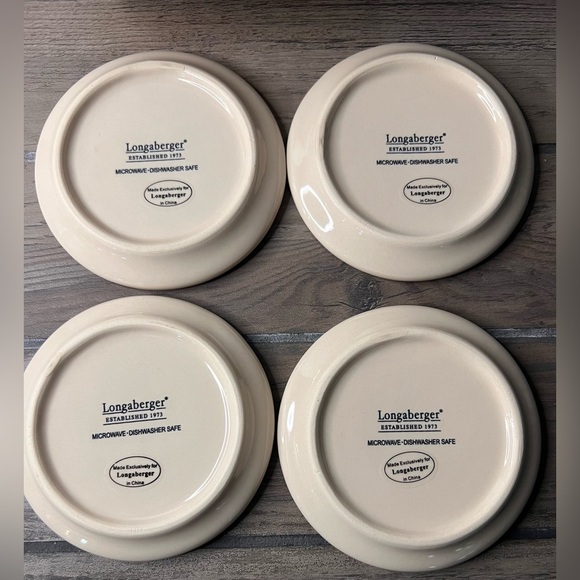 Longaberger Pottery Peppermint Twist Coasters or Pint Crock lid set of 4 perfect - Picture 5 of 5